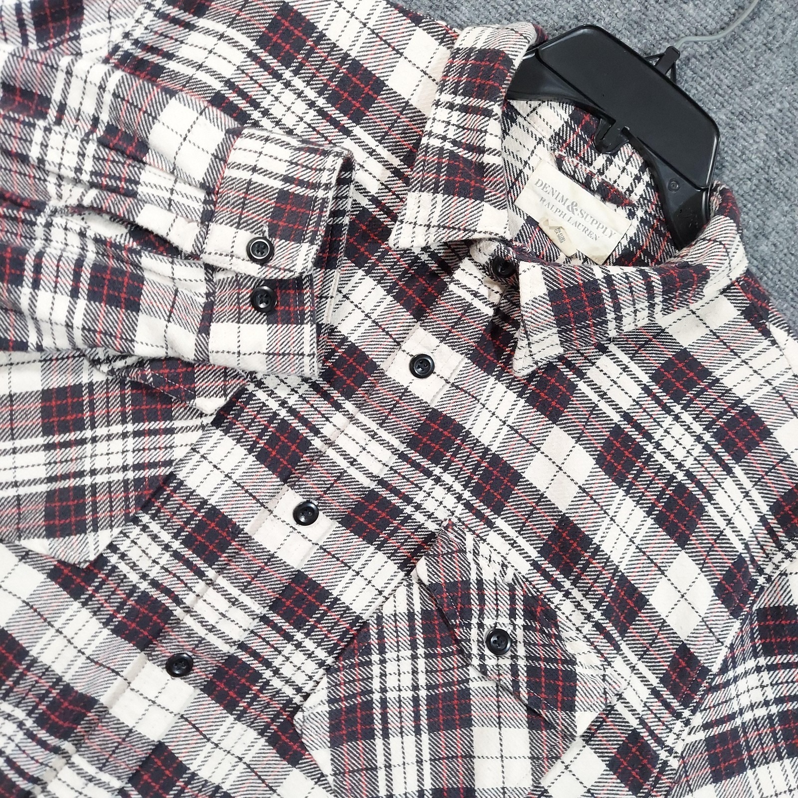 Ralph Lauren Shirt Mens 2xl White Plaid Denim & Supply Flannel Long Sleeve